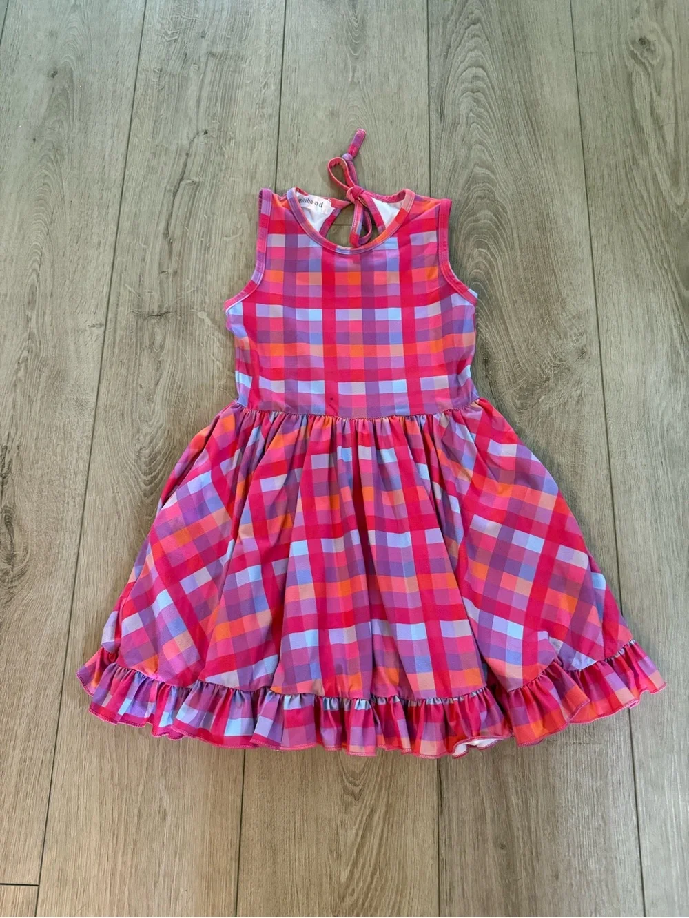 Girlhood Pink Plaid Ruffle Hem Tank Dress